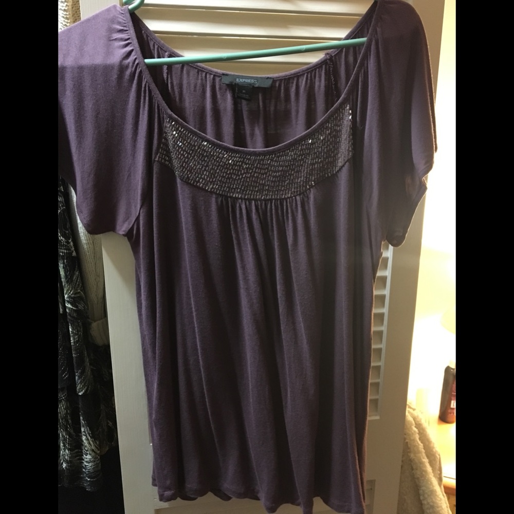Plum sequin tee